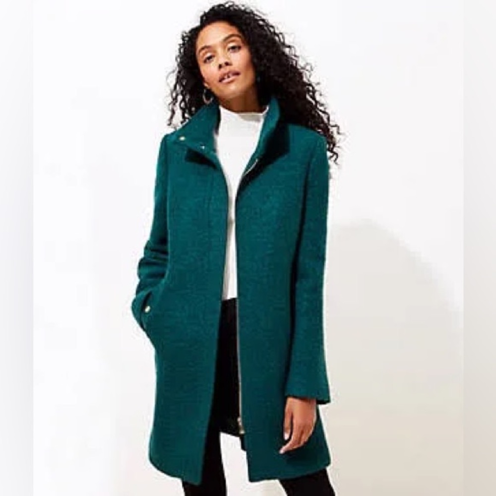LOFT Marled Wool Funnel Neck Coat